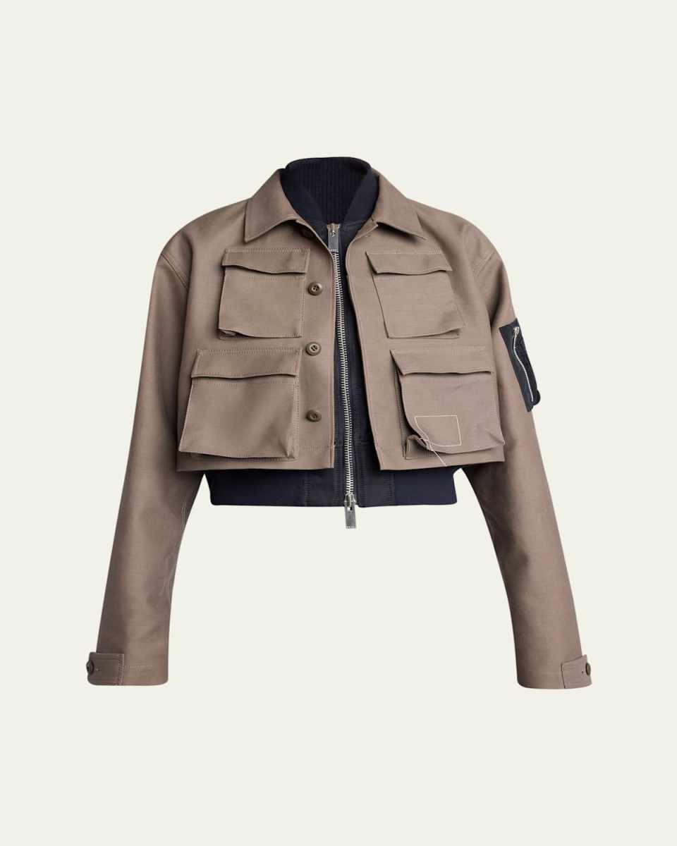 Hybrid Cargo Nylon Cropped Jacket